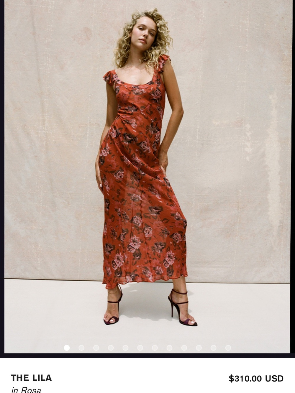 Reformation Par The Lila Maxi Dress in Rosa Red Floral